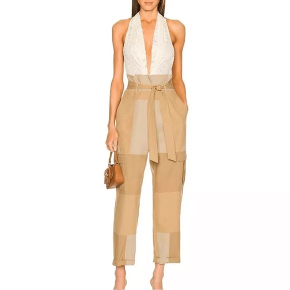 Mes Demoiselles x Anthropologie Paperbag Cargo 6/S Khaki Tan Belted High Rise - Picture 7 of 15